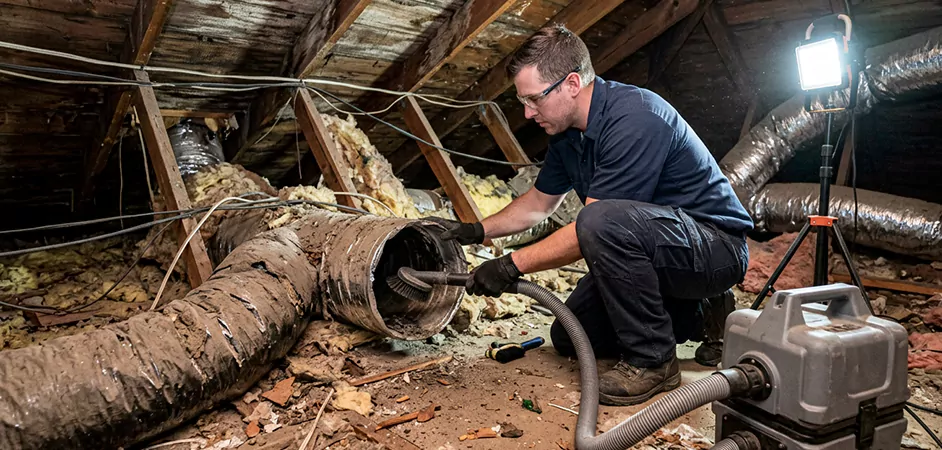 Storm-Damaged Attic Duct Cleaning in West New York
